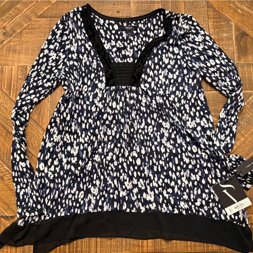 Simply Vera Vera Wang Abstract Print PJ Top - Black and White